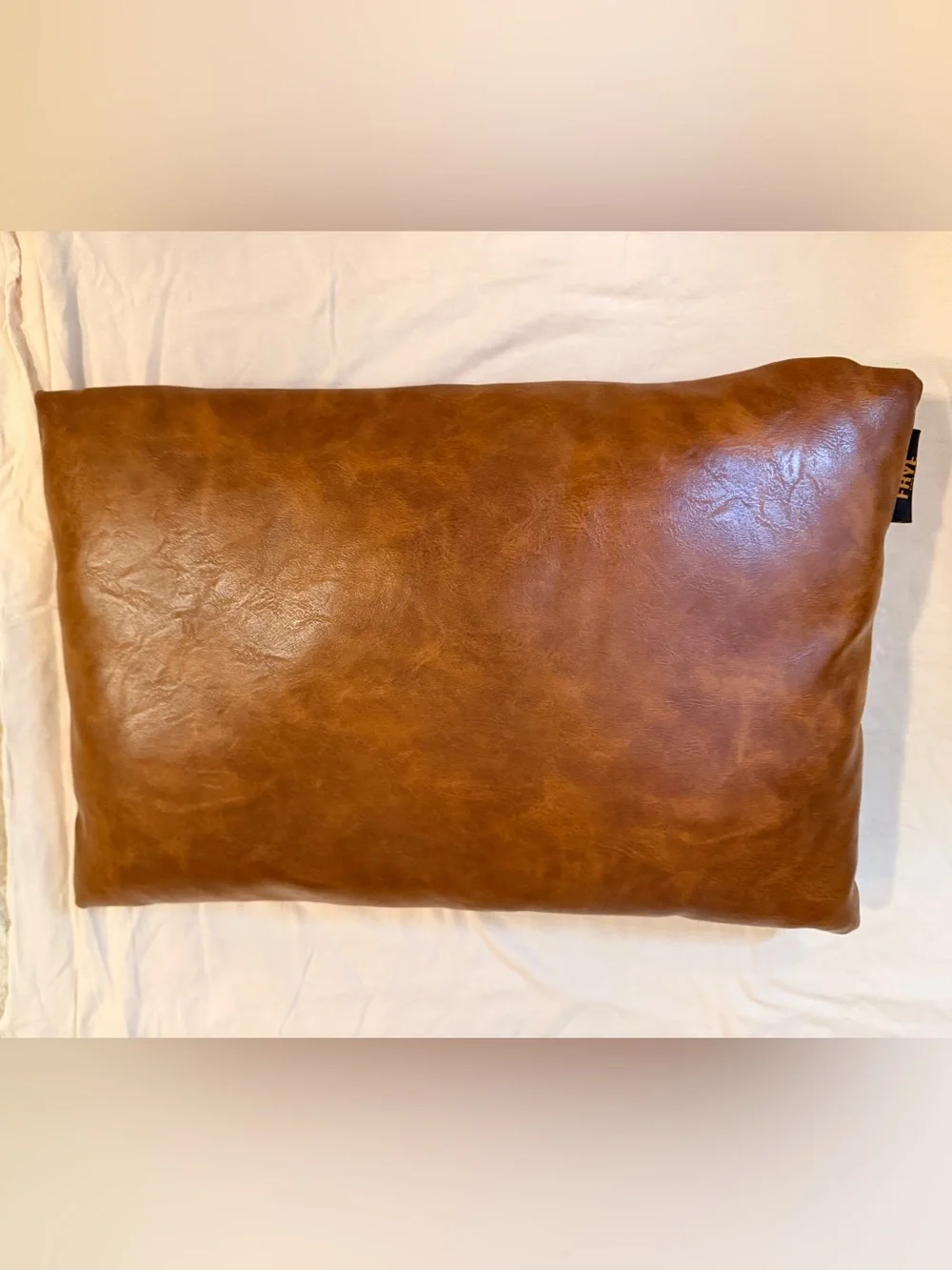 Frye Cognac Leather Accent Pillow
